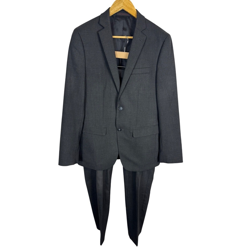 1670 Mens Slim Fit 2 Piece Suit Charcoal Grey 40R Jacket 32x30 Pants